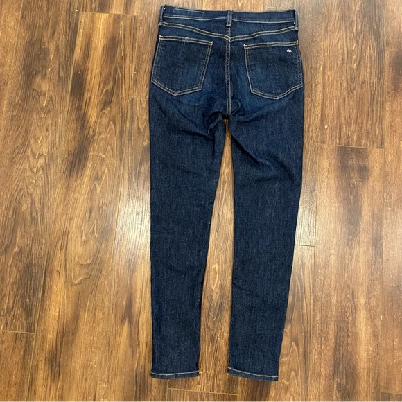 Rag & Bone high rise ankle dark wash skinny Jean with black side detail size 28 - Picture 2 of 13
